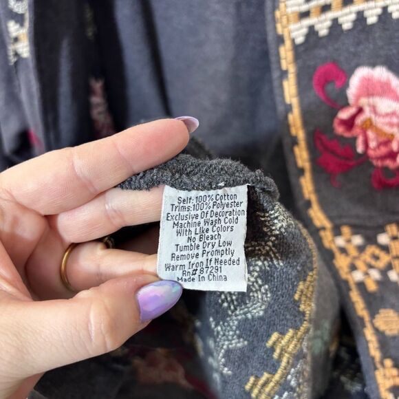 Johnny Was Los Angeles Floral Embroidered open front cardigan Size Medium JWLA - Picture 7 of 12